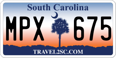 SC license plate MPX675