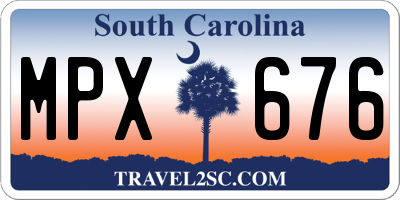 SC license plate MPX676