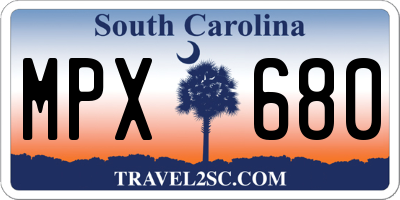 SC license plate MPX680
