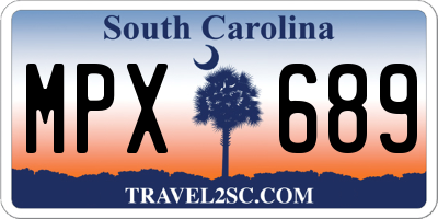 SC license plate MPX689