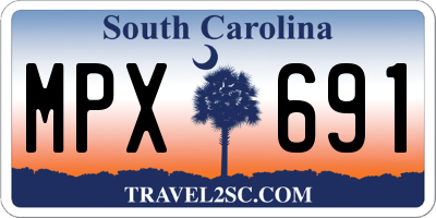 SC license plate MPX691