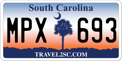 SC license plate MPX693
