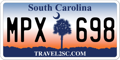 SC license plate MPX698