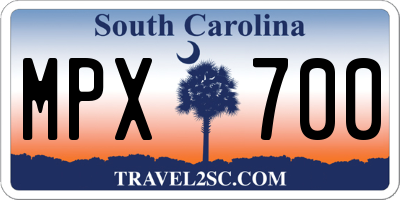 SC license plate MPX700