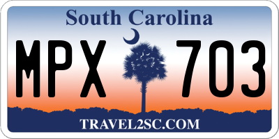 SC license plate MPX703