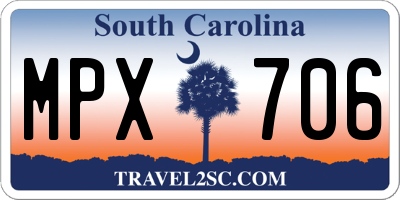 SC license plate MPX706