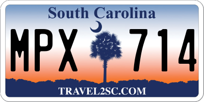 SC license plate MPX714