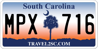 SC license plate MPX716