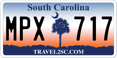 SC license plate MPX717