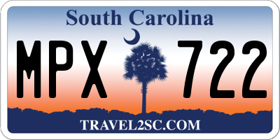 SC license plate MPX722