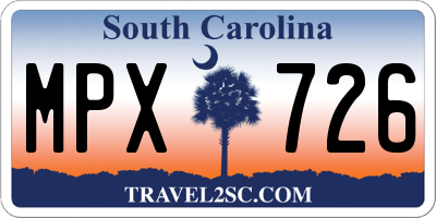 SC license plate MPX726