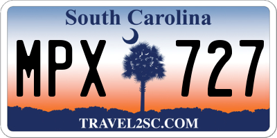 SC license plate MPX727