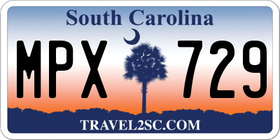 SC license plate MPX729