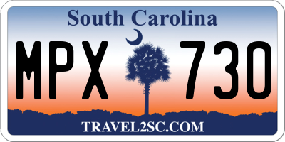 SC license plate MPX730