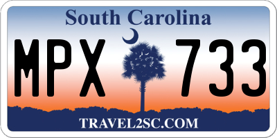 SC license plate MPX733