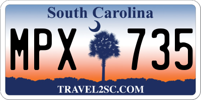 SC license plate MPX735