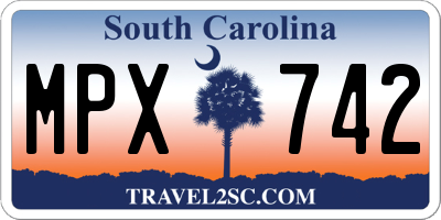 SC license plate MPX742
