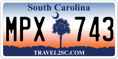 SC license plate MPX743