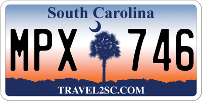 SC license plate MPX746