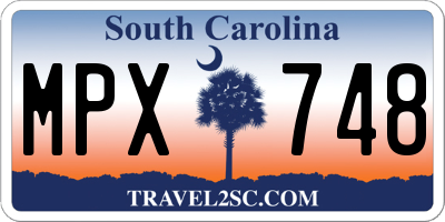 SC license plate MPX748
