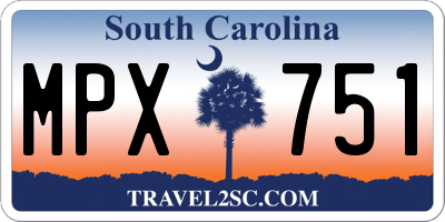 SC license plate MPX751