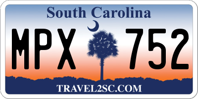 SC license plate MPX752
