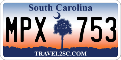 SC license plate MPX753