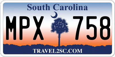SC license plate MPX758