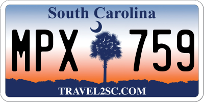 SC license plate MPX759
