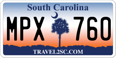 SC license plate MPX760