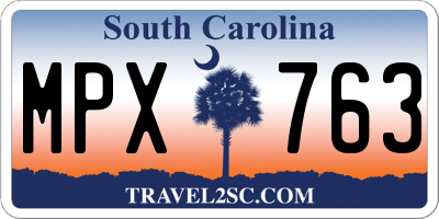 SC license plate MPX763