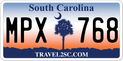 SC license plate MPX768