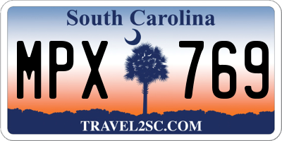 SC license plate MPX769