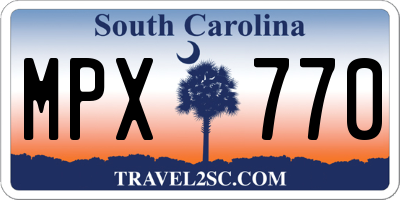 SC license plate MPX770
