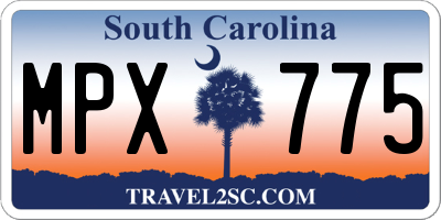 SC license plate MPX775