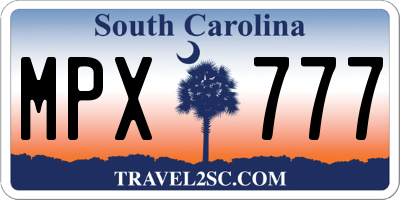 SC license plate MPX777