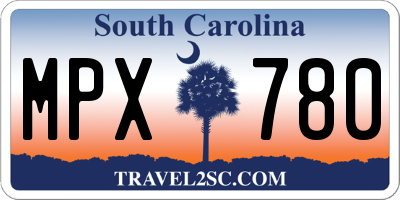 SC license plate MPX780