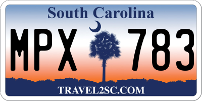 SC license plate MPX783