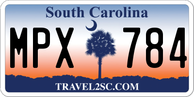 SC license plate MPX784