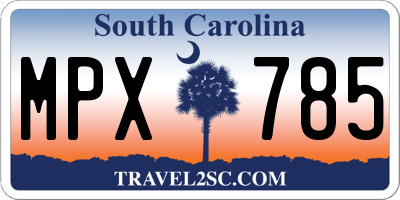 SC license plate MPX785