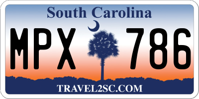 SC license plate MPX786