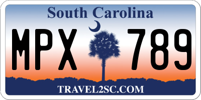 SC license plate MPX789