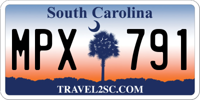 SC license plate MPX791
