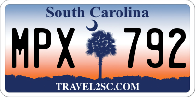 SC license plate MPX792