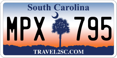 SC license plate MPX795