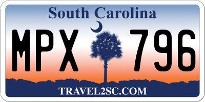 SC license plate MPX796