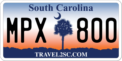 SC license plate MPX800