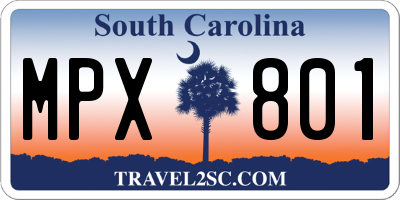 SC license plate MPX801