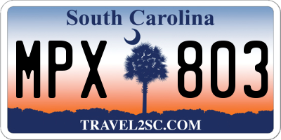 SC license plate MPX803