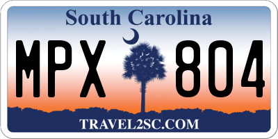 SC license plate MPX804